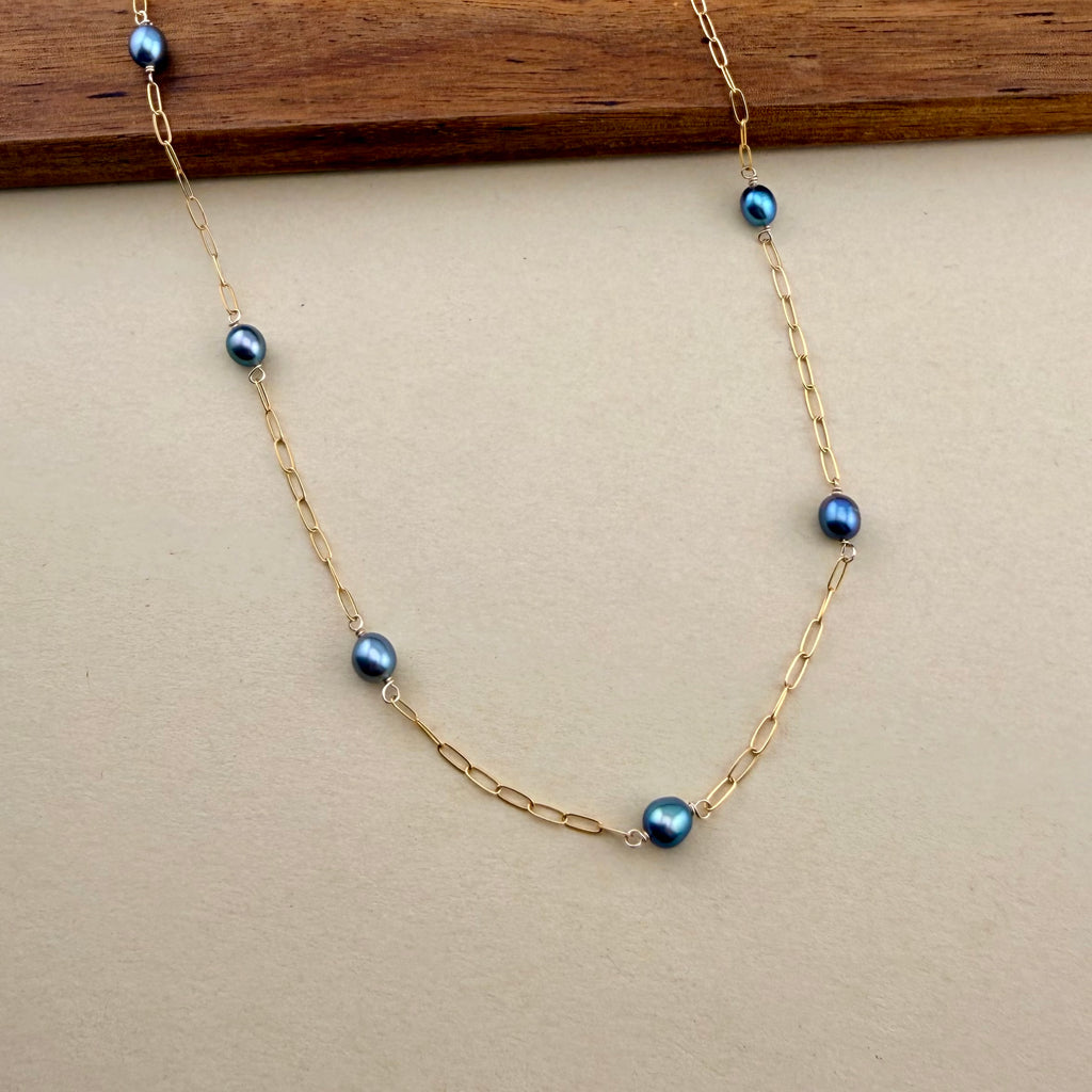 Dark Pearl Paperclip Choker