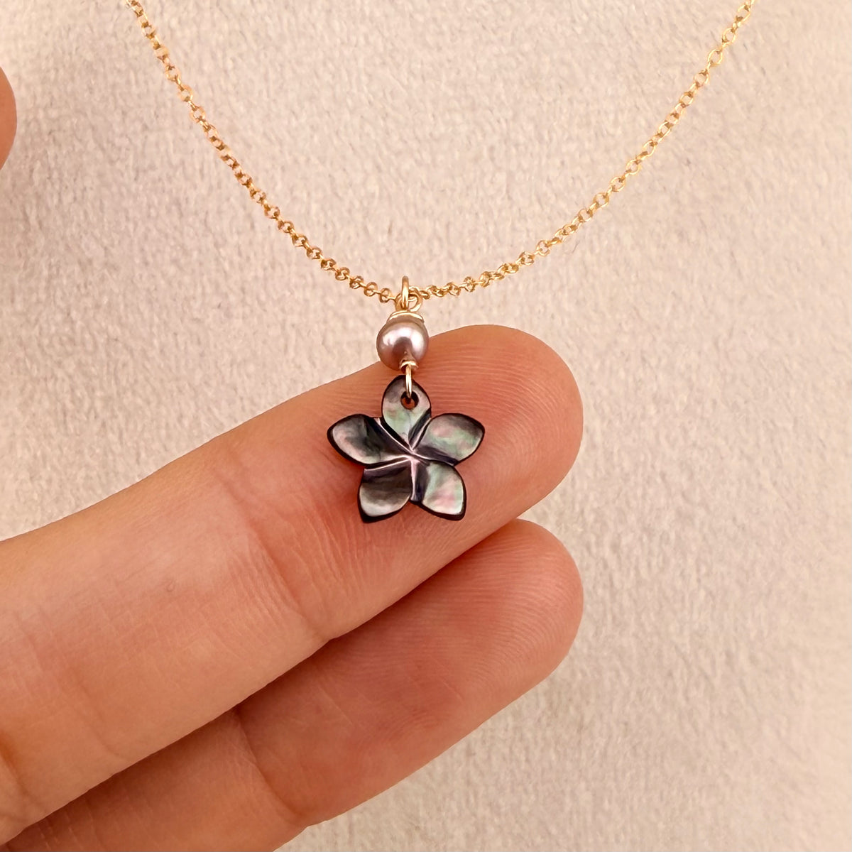 Pearly Plumeria Necklace