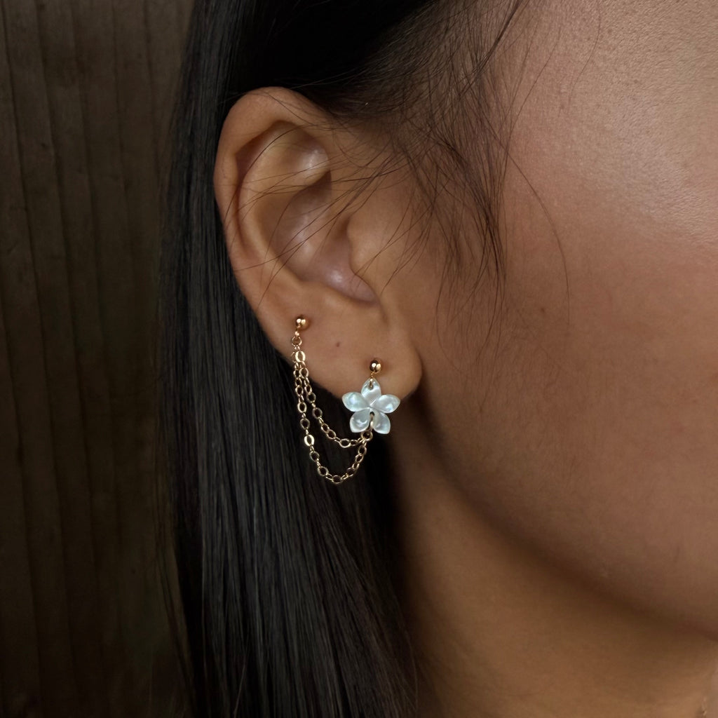Plumeria ear chain