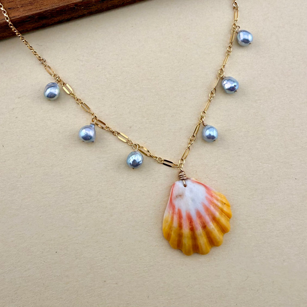 Sunrise & Blue Akoya Necklace | Buried Treasure Collection