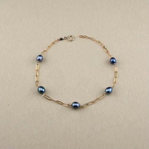 Dark Pearl Paperclip Bracelet