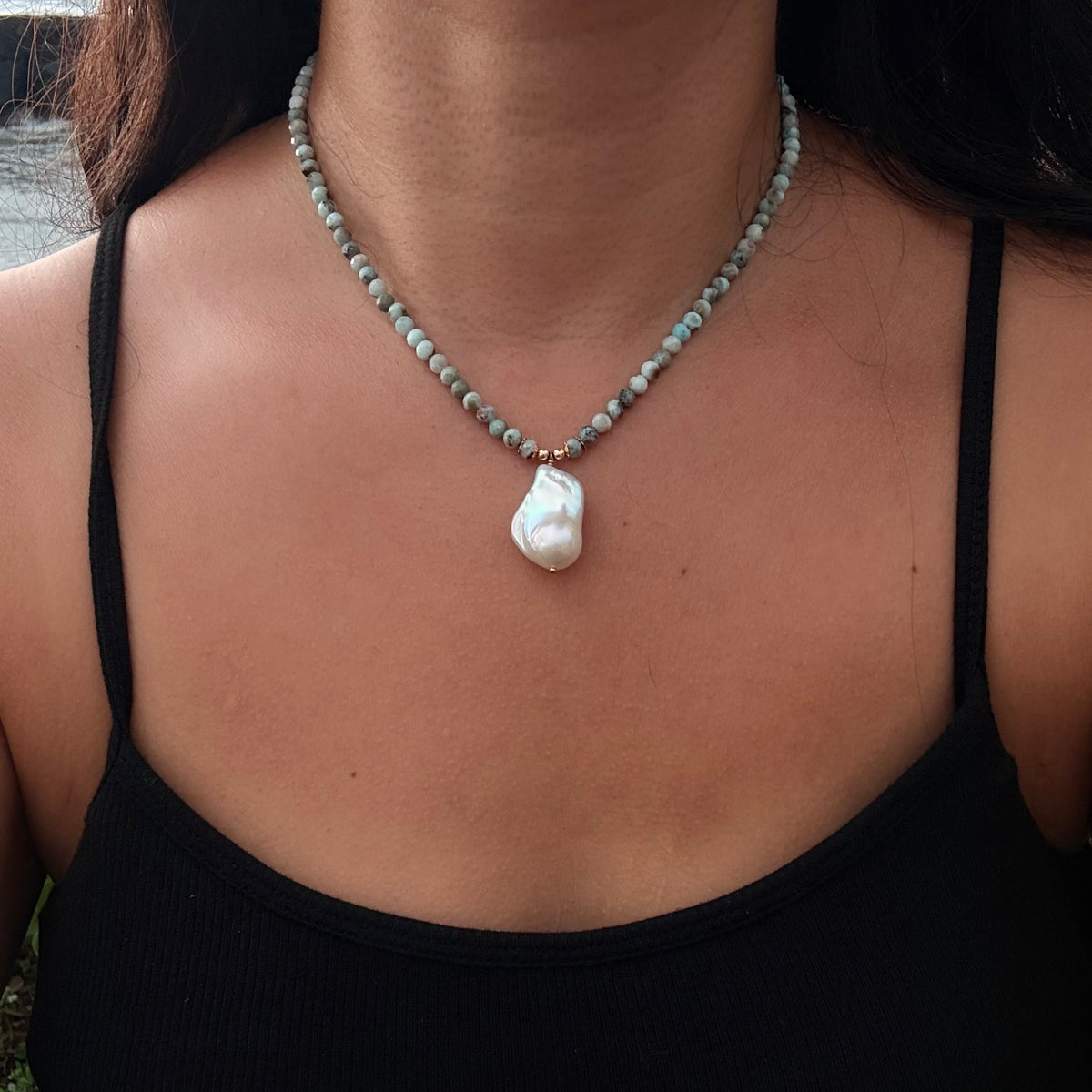 Larimar Pearl Amulet