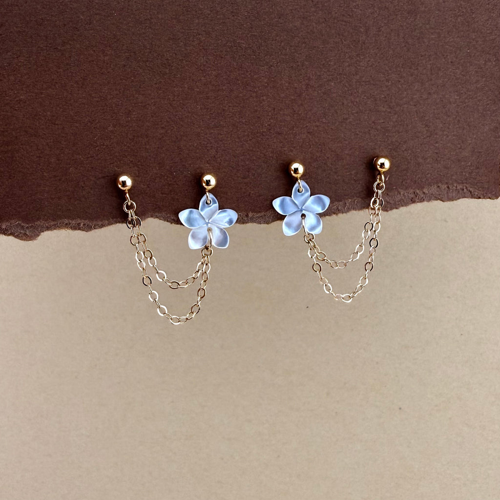 Plumeria ear chain