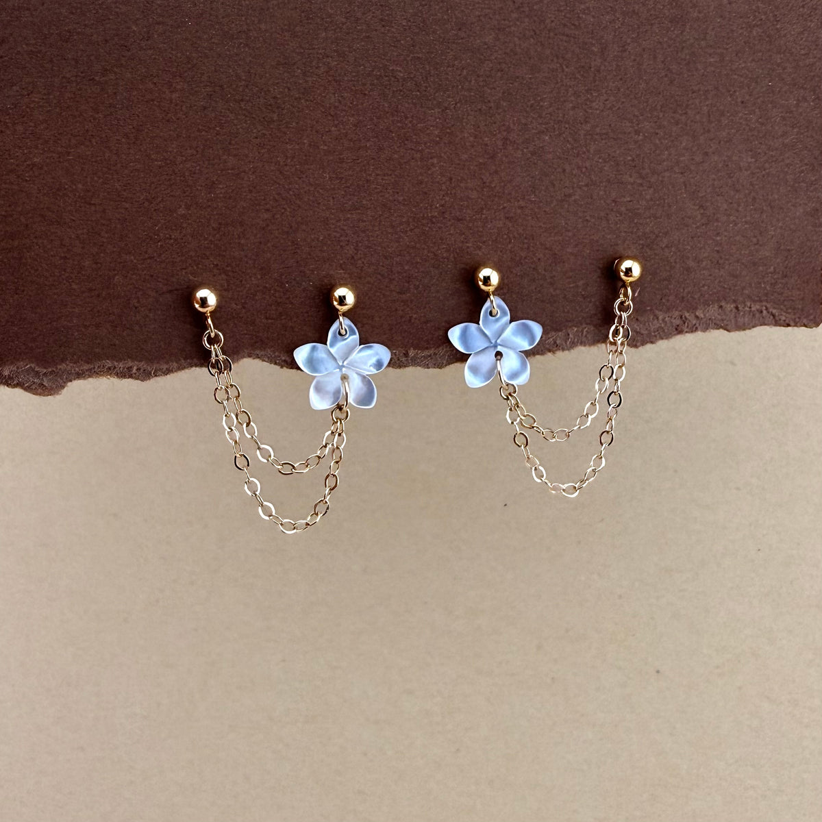 Plumeria ear chain
