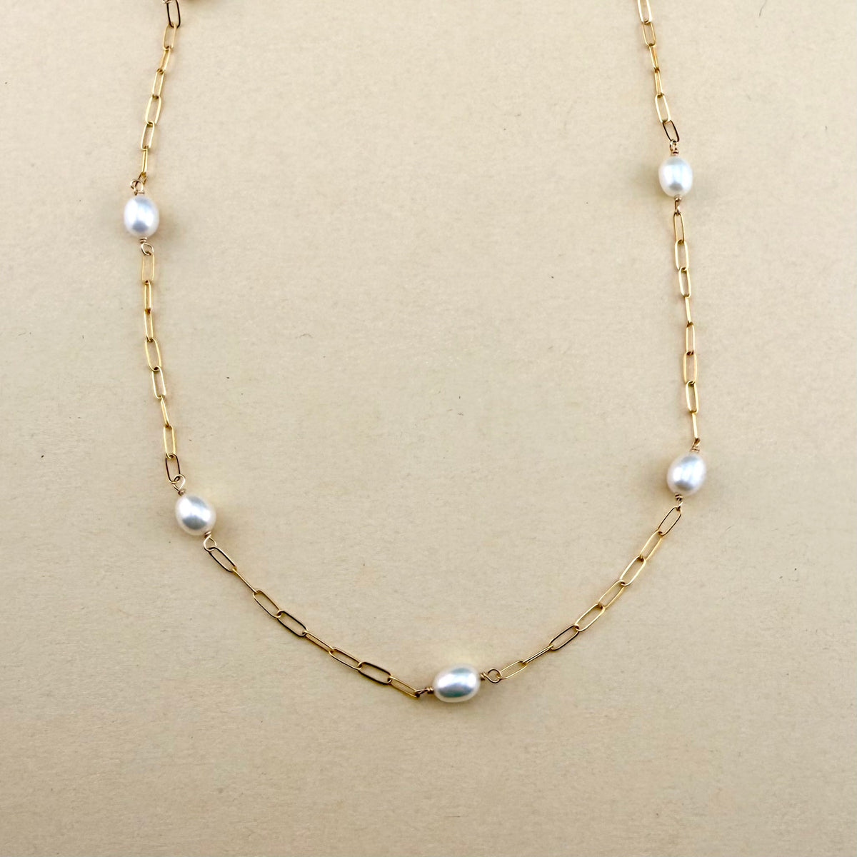 White Pearl Paperclip Choker