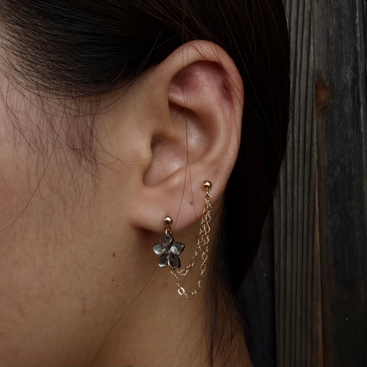Plumeria ear chain