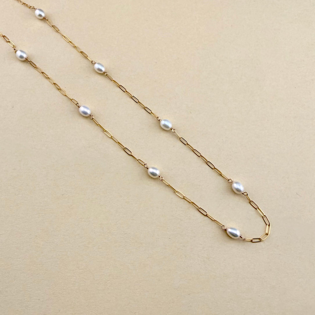 White Pearl Paperclip Choker