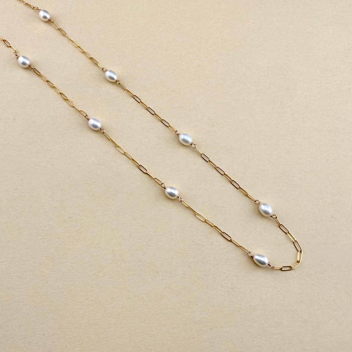 White Pearl Paperclip Choker