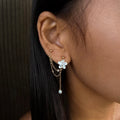 Plumeria ear chain drop