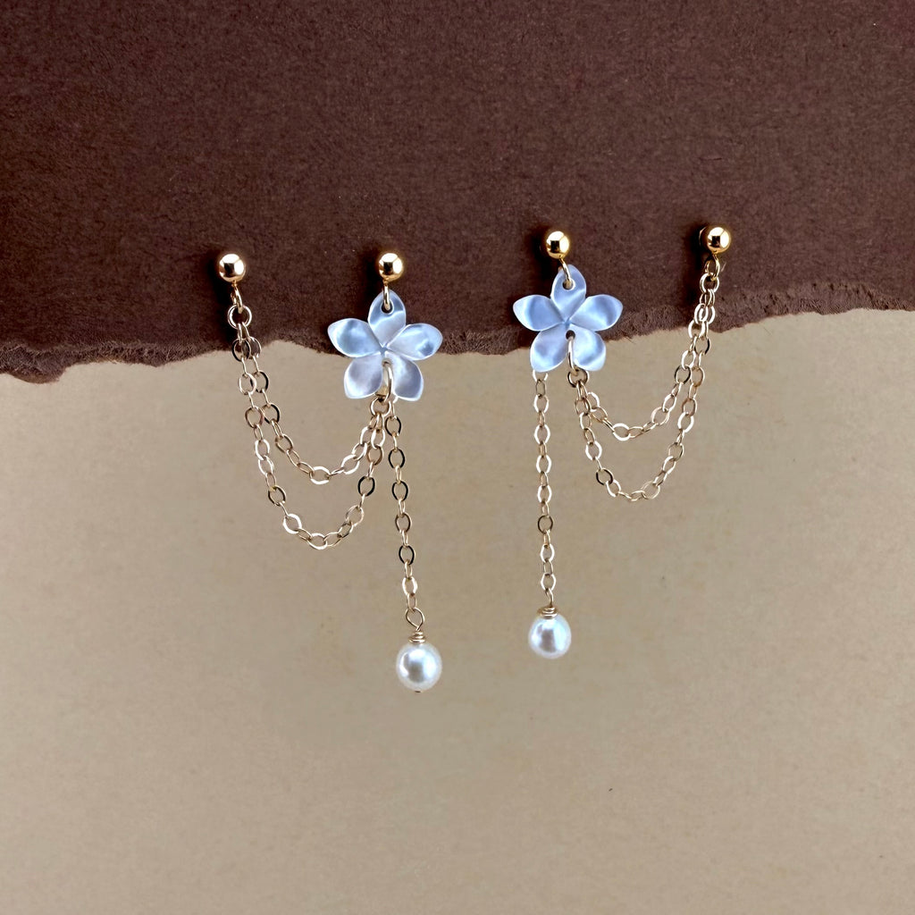 Plumeria ear chain drop