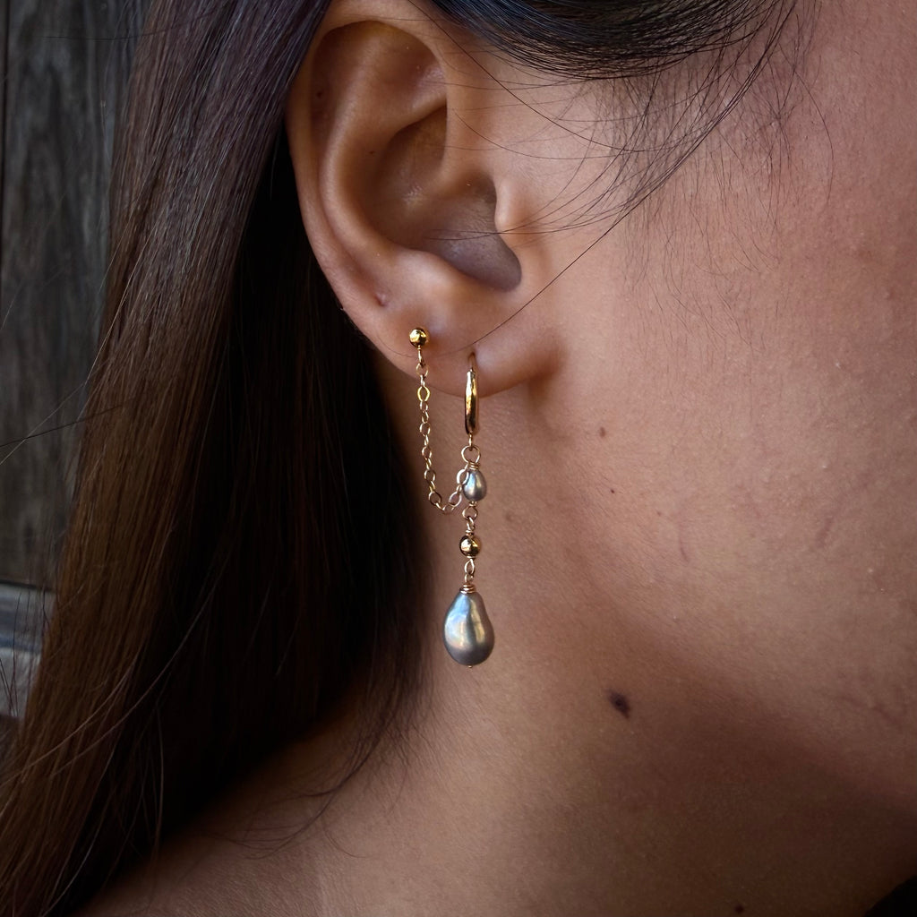 Mercury Keshi Double Pierced Earrings