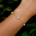 White Keshi Pearl Paperclip Bracelet