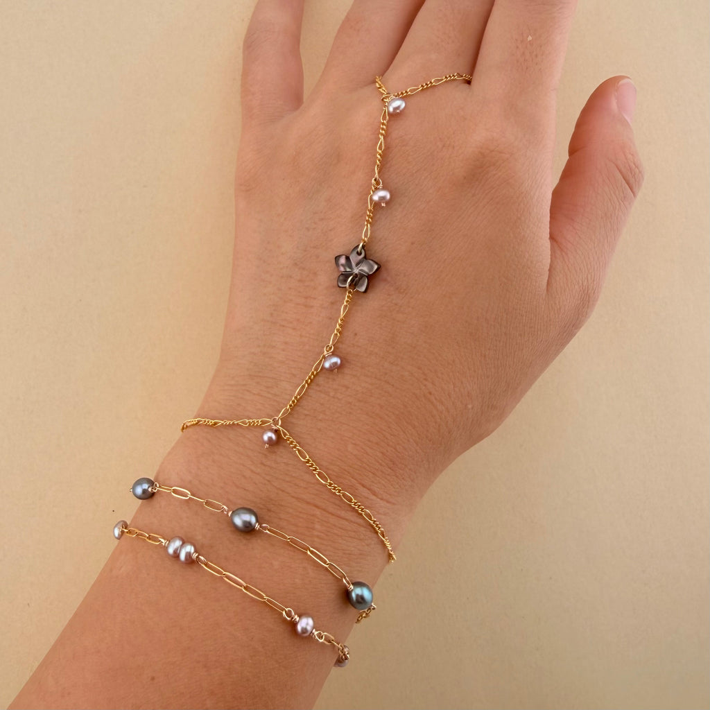 Dark Pearl Paperclip Bracelet