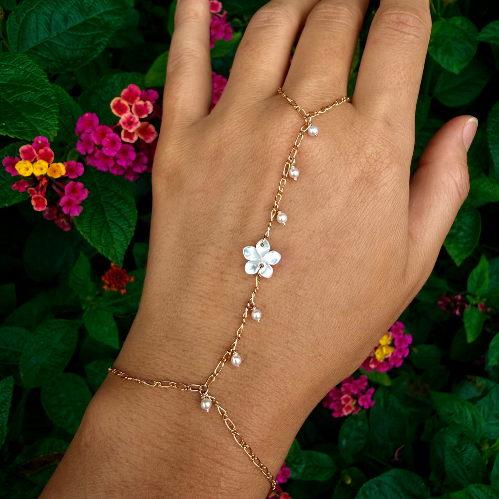 Pearly Plumeria Hand chain