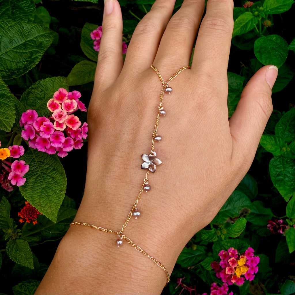 Dark Pearly Plumeria Hand chain