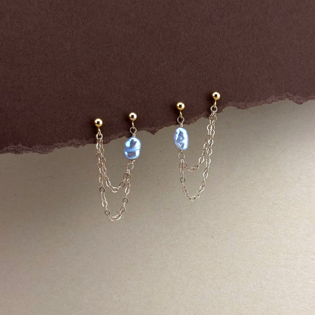 Keshi Chain Double Studs