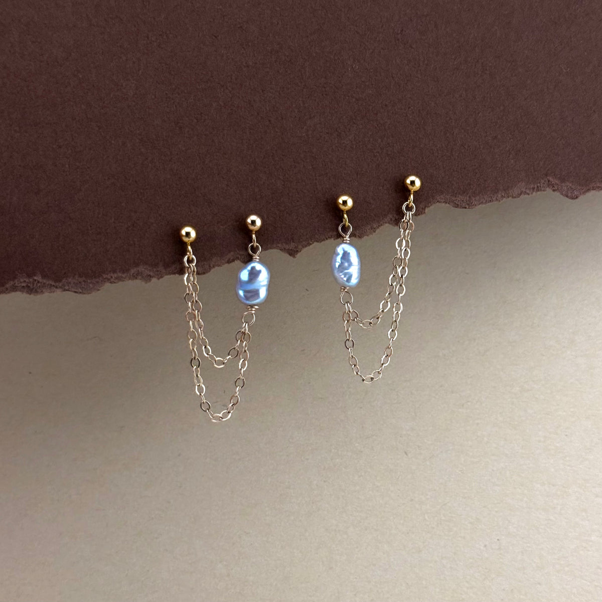 Keshi Chain Double Studs