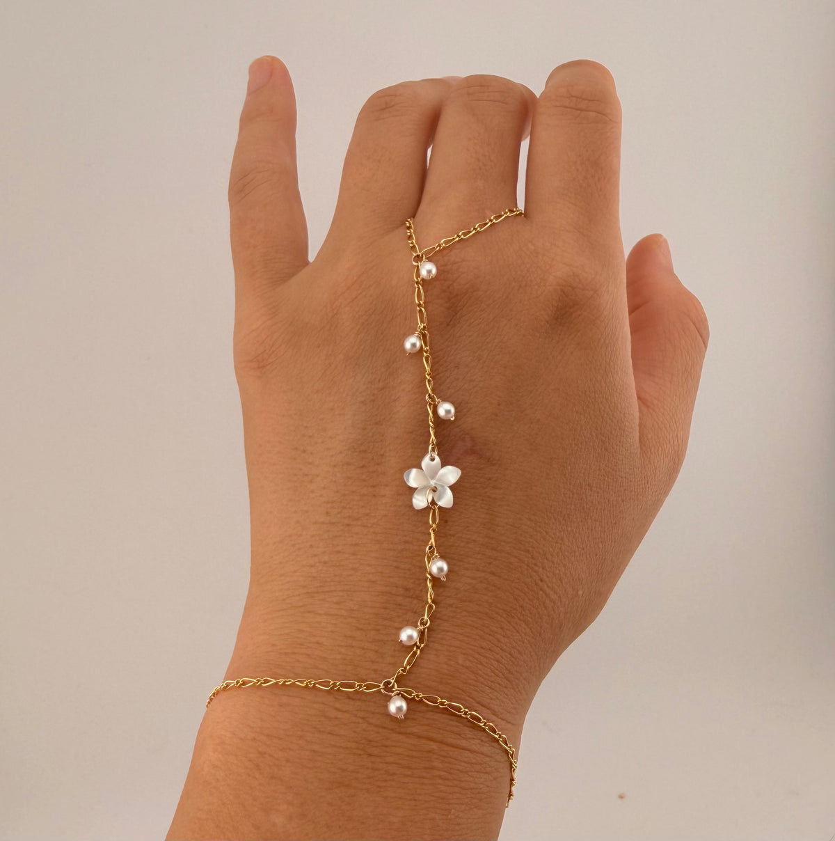 Pearly Plumeria Hand chain