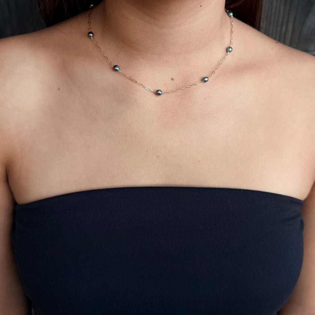 Dark Pearl Paperclip Choker