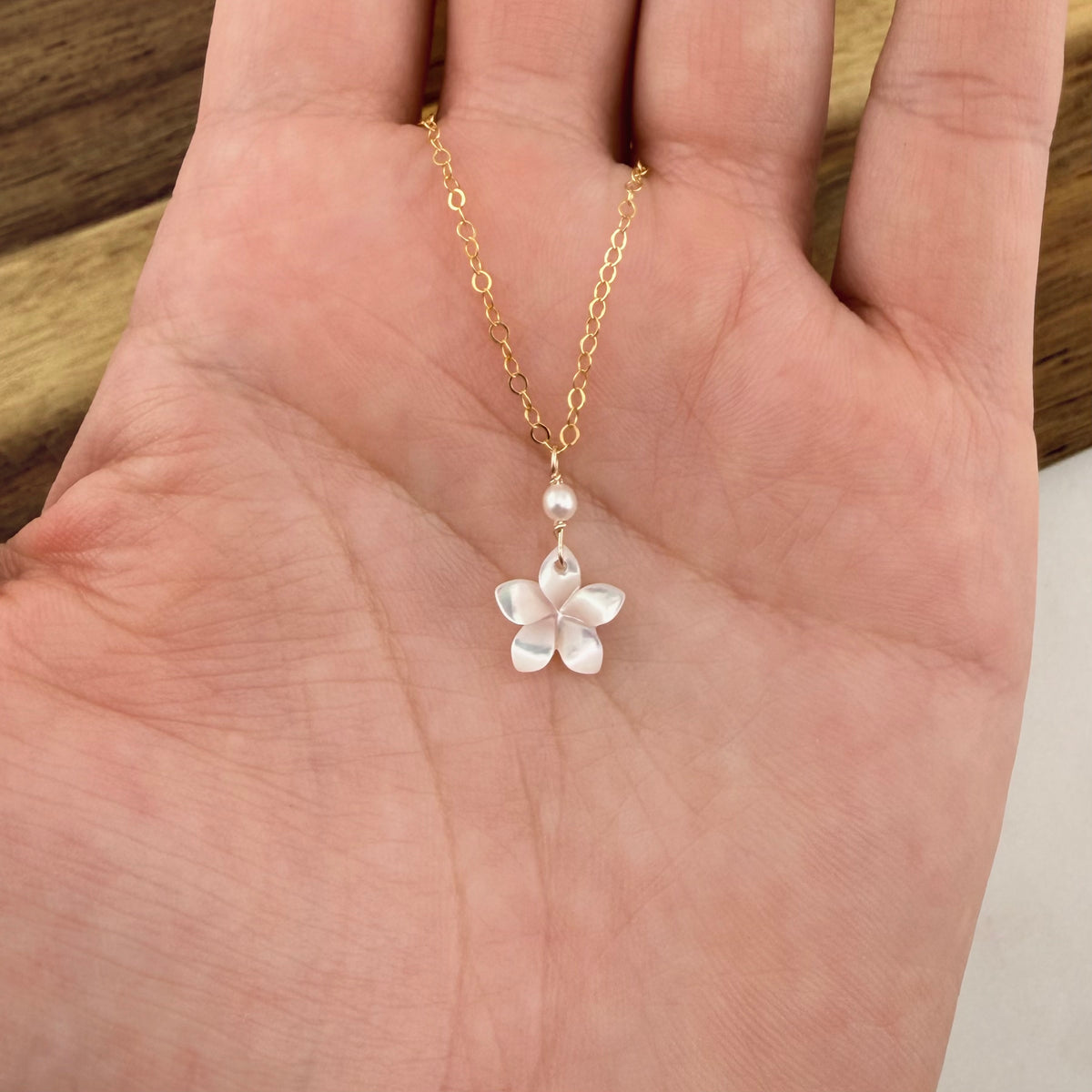 Pearly Plumeria Necklace