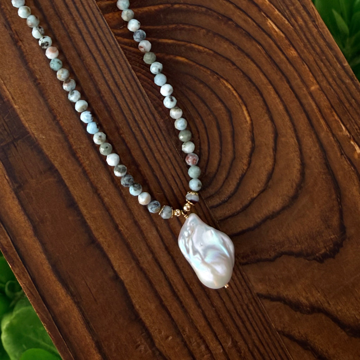 Larimar Pearl Amulet