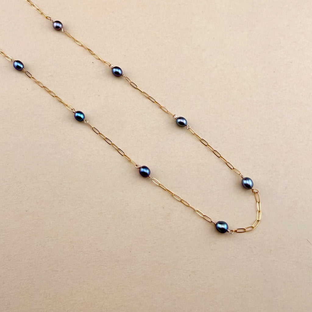 Dark Pearl Paperclip Choker