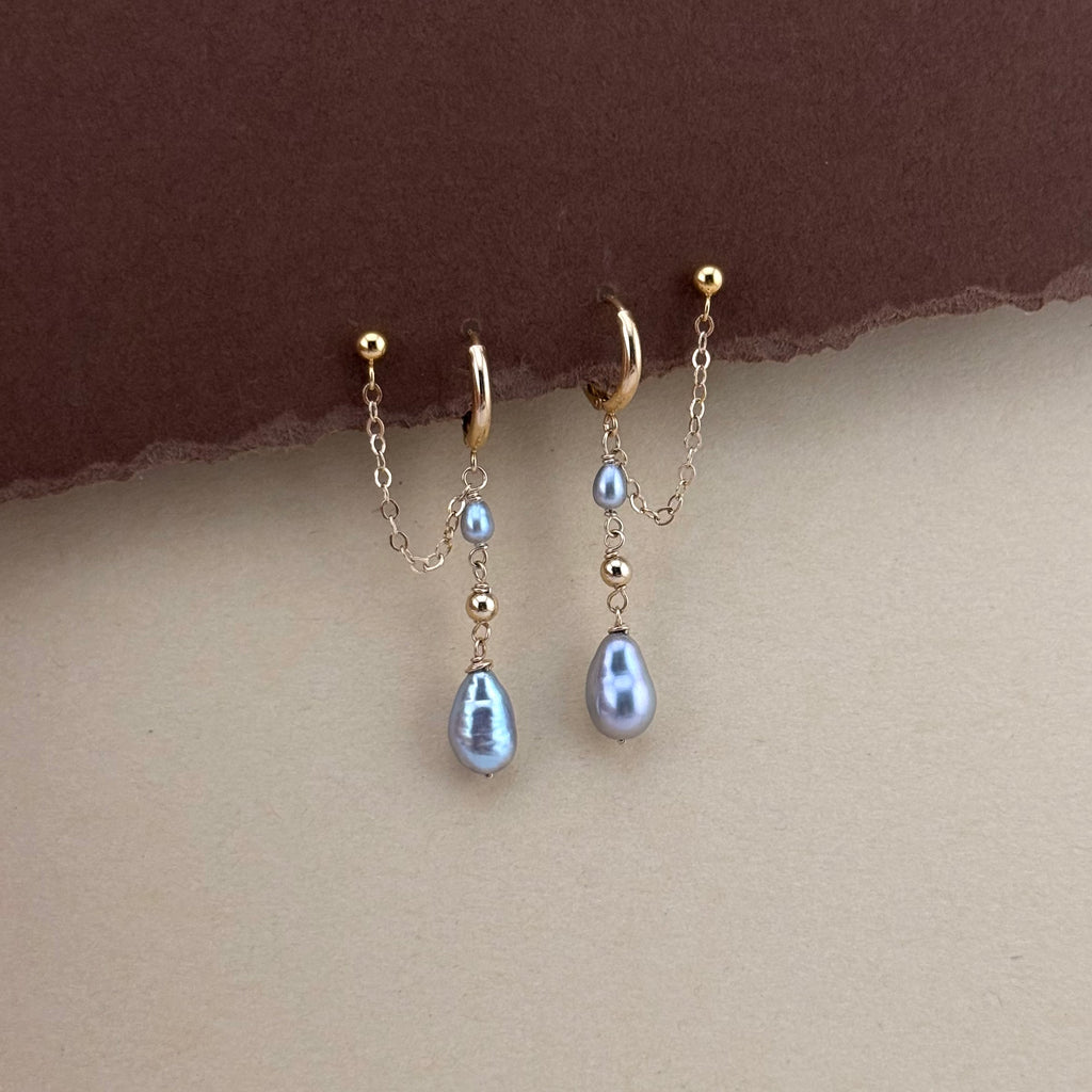Mercury Keshi Double Pierced Earrings