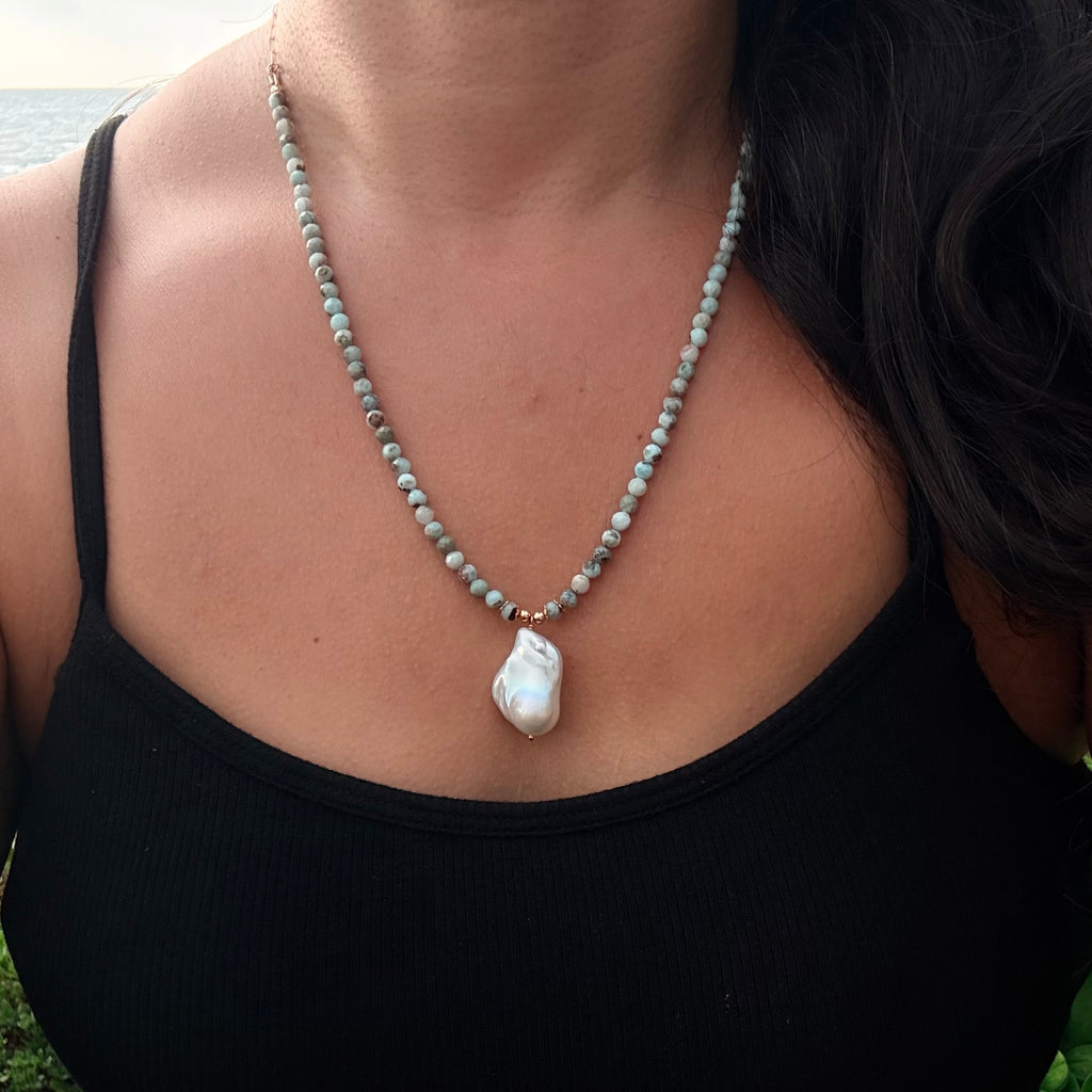 Larimar Pearl Amulet