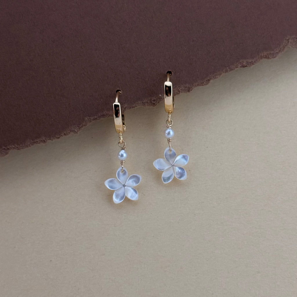 Pearly Plumeria Huggies