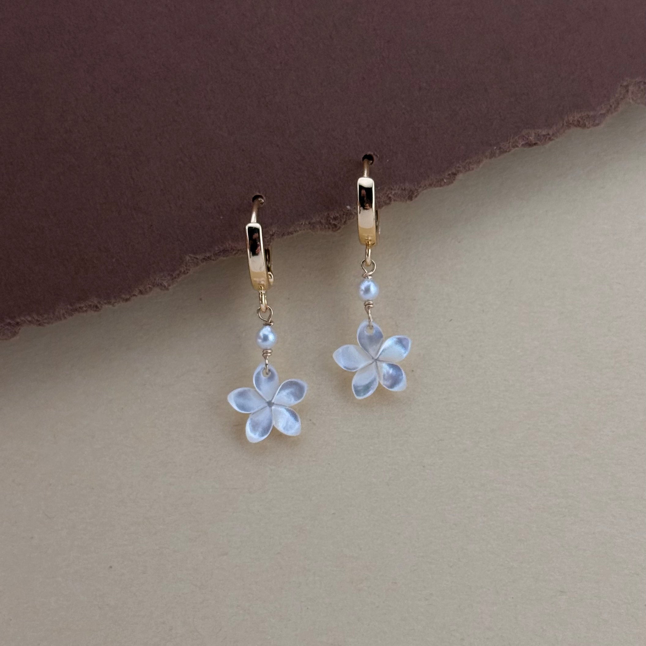 Pearly Plumeria Huggies