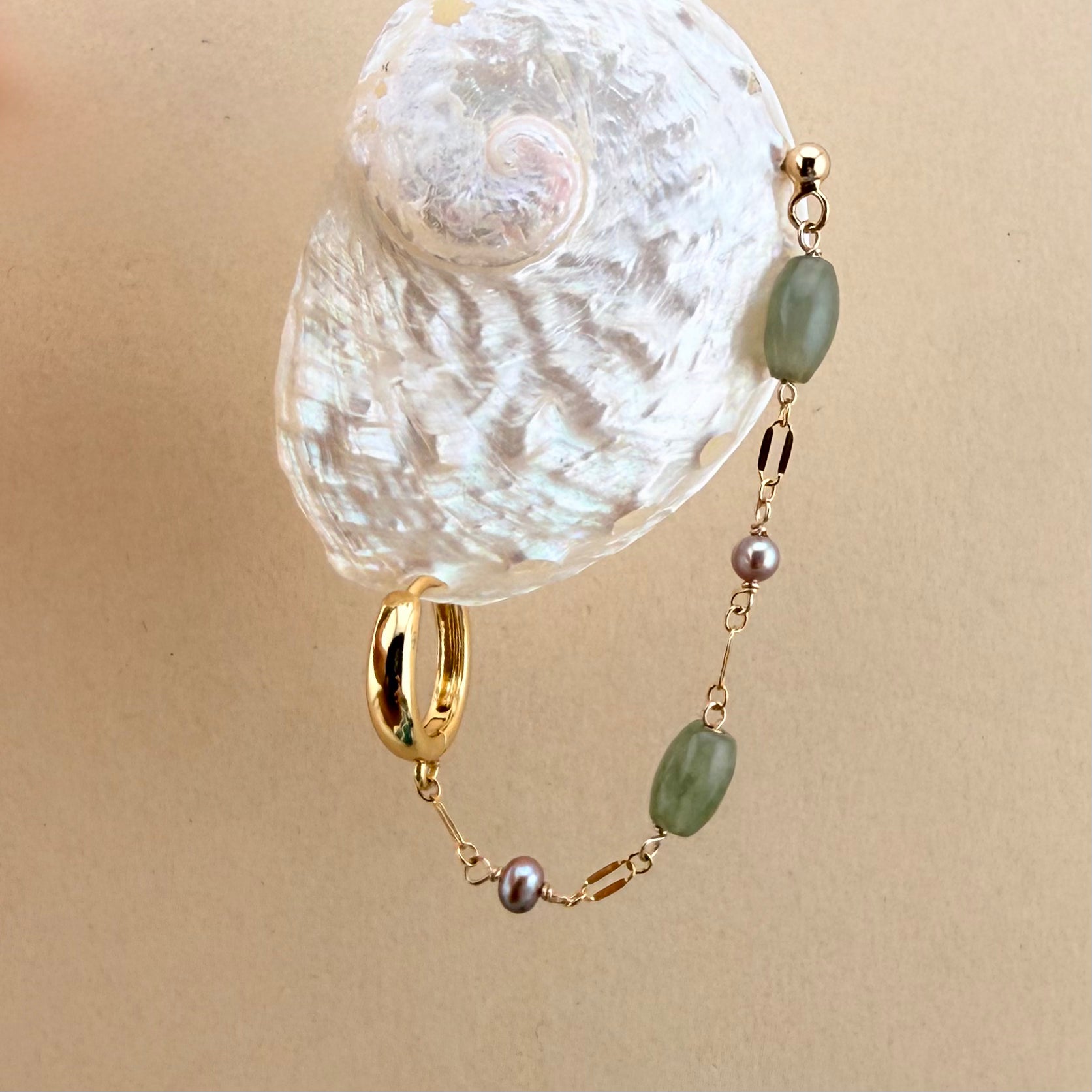Jade Pearl Helix Ear Chain