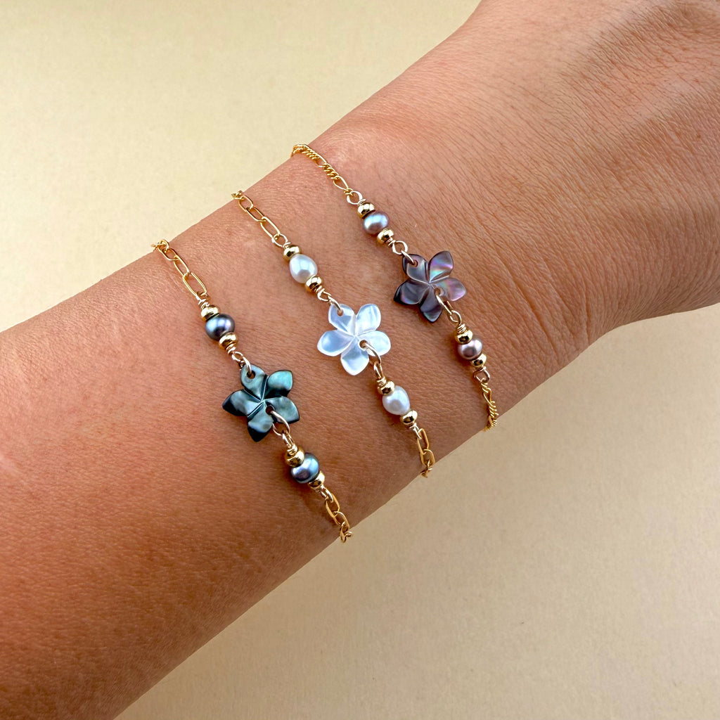 Pearly Plumeria Bracelet