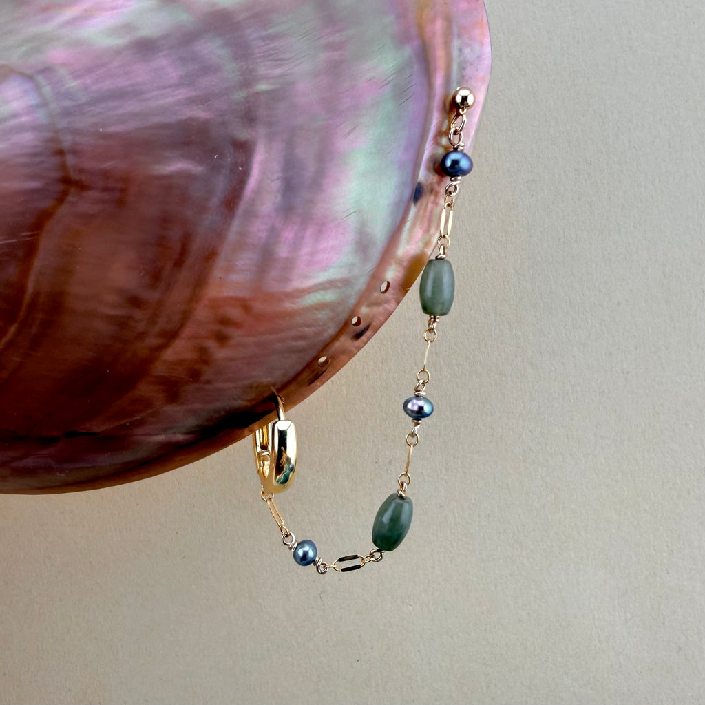 Jade Pearl Helix Ear Chain