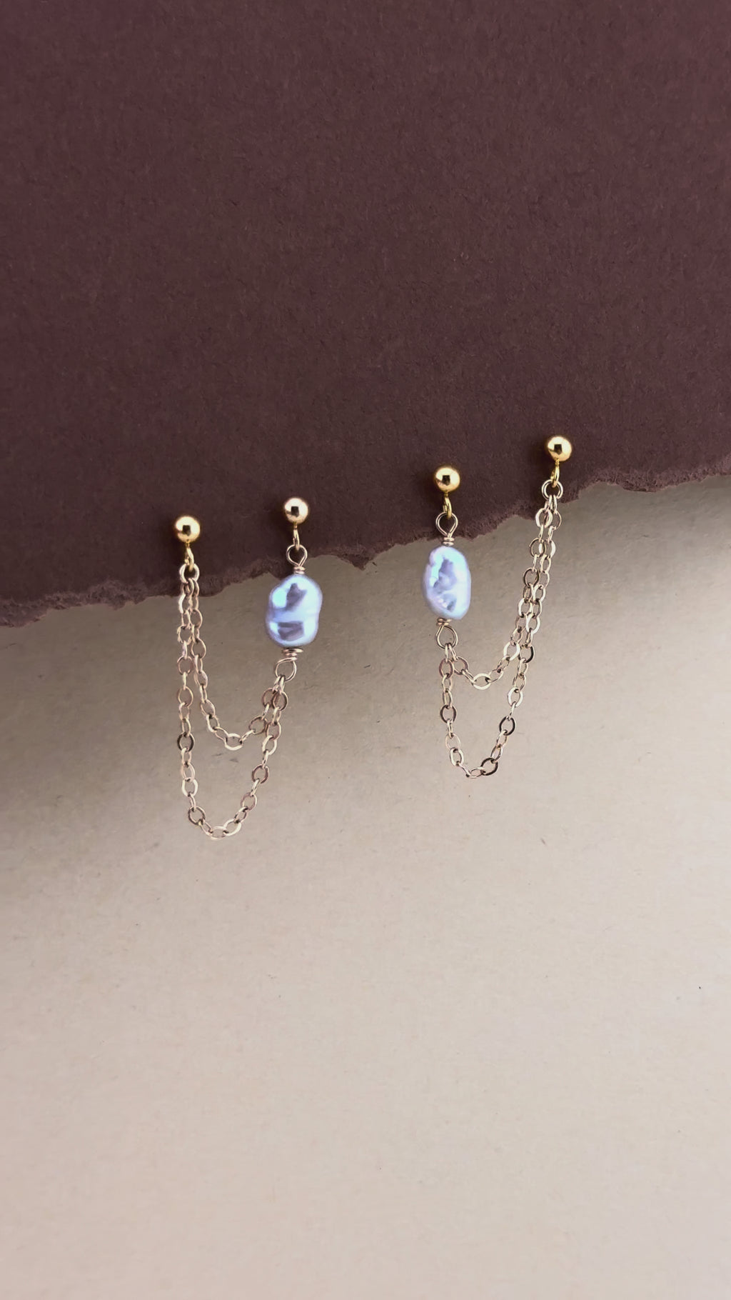Keshi Chain Double Studs