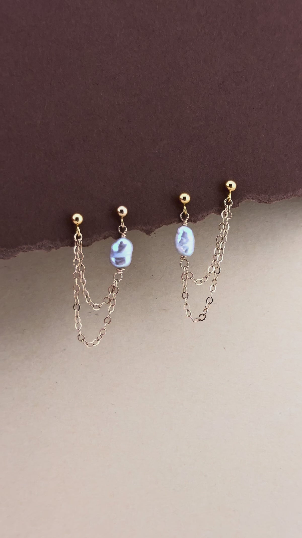 Keshi Chain Double Studs