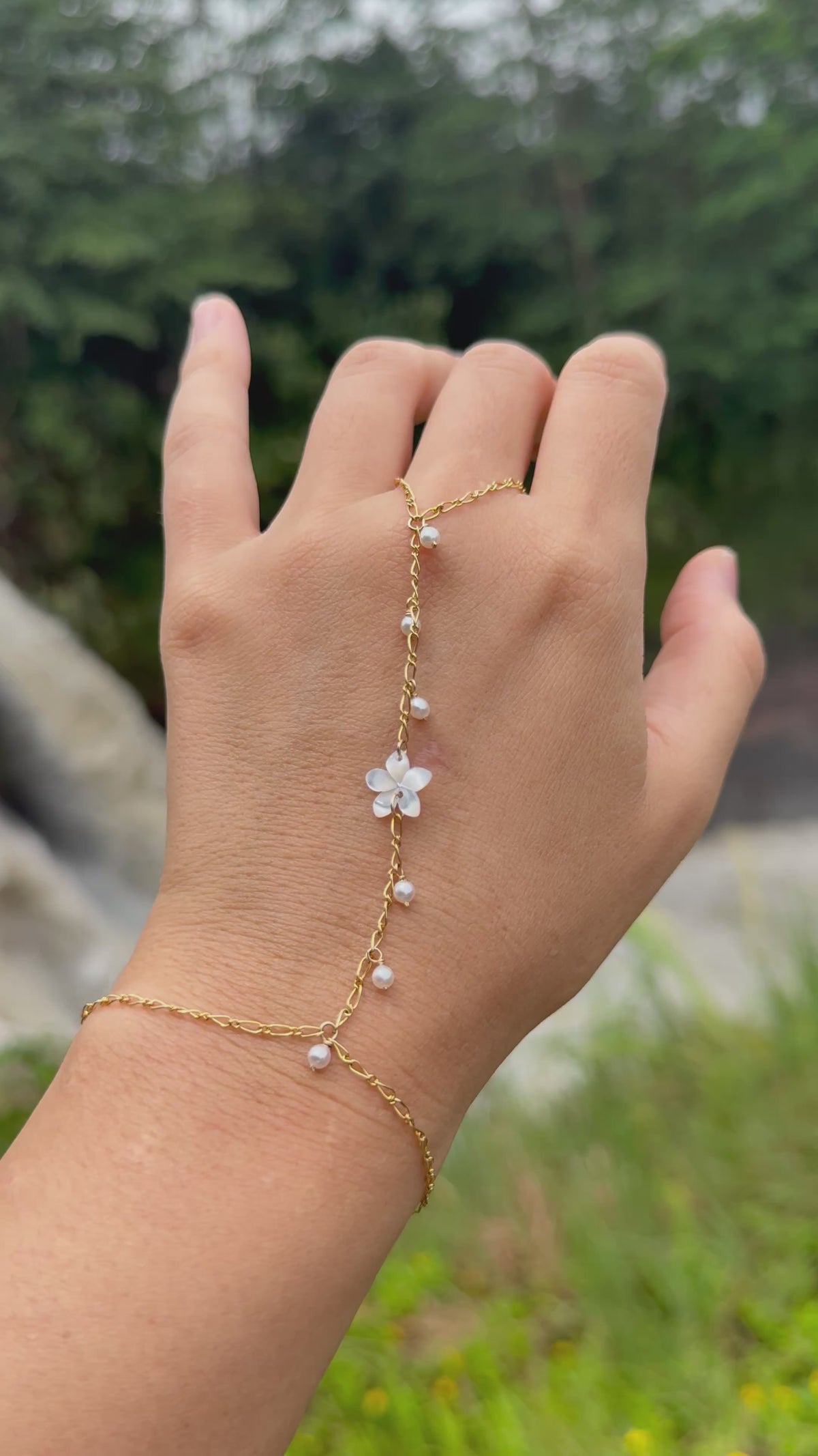 Pearly Plumeria Hand chain